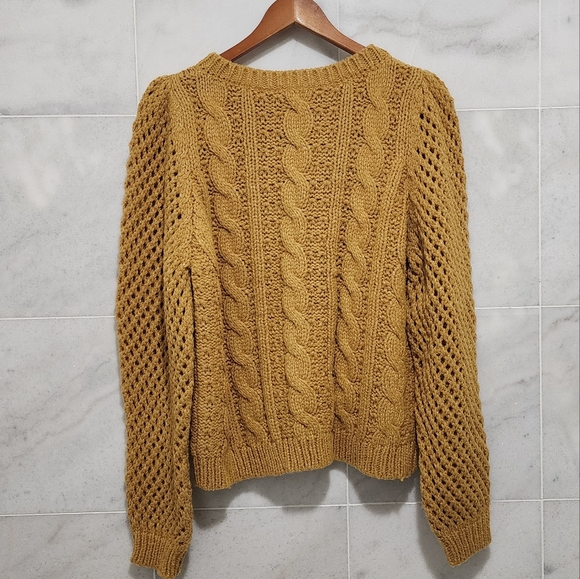 Loveshackfancy Rosie Cable Knit Sweater Amber Puff Sleeves Pullover S - Picture 9 of 10